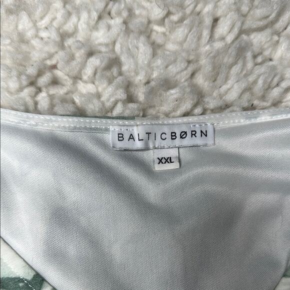 Baltic Born Sage Green Leaf Printed Wrap Maxi Dress Belted Flowy Boho Bohemian - Picture 4 of 4